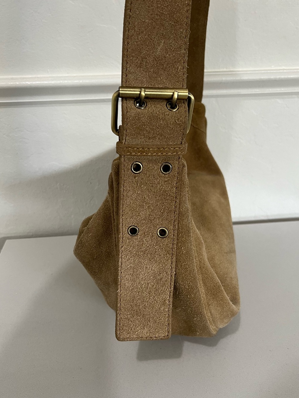 Suede Leather Moon bag Shoulder Bag - Picture 8 of 13